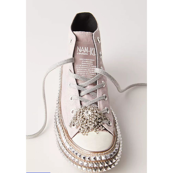 Free People Nan-Ku Couture Cruise Studded High Top Sneaker 37/ 6.5 Mellow Mauve - Picture 1 of 12
